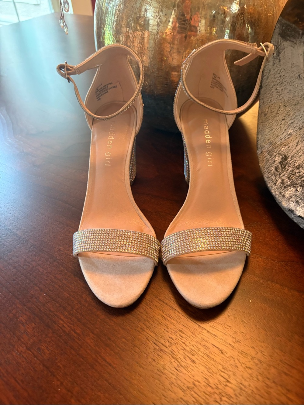 Madden Girl Blush Rhinestone Ankle-Strap Heels